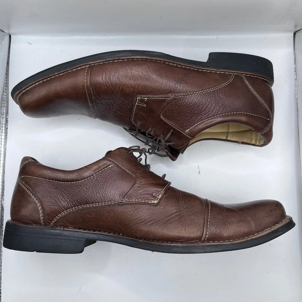 Paolo Sesto Derby Shoes Mens 11.5 Brown Leather Cap Toe Contrast Stitch‎ Brazil